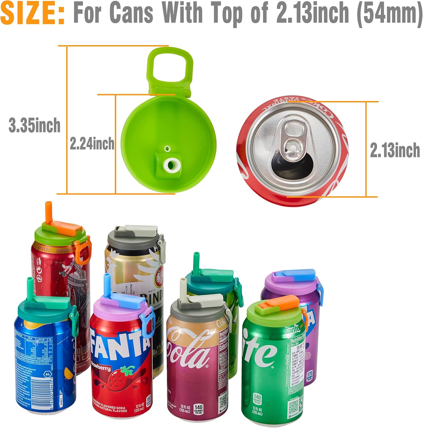 2-pack 4 Color Soda Can Lids with straw,Silicone Straws Soda Can Covers,straw soda can lid,BPA-Free, Reusable for can covers for soda, Beverage, Juice,Seltzer(Colour mixture)